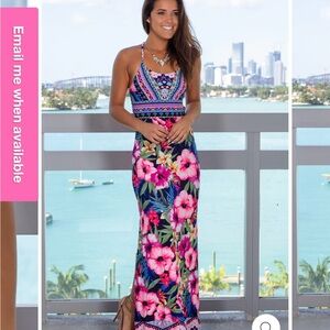 NAVY FLORAL PRINTED MAXI DRESS WITH STRAPPY BACK